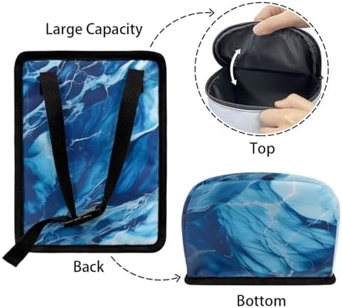 Car Trash Bag with Lid - Collapsible, Waterproof Car Organizer and Storage Accessory for Women, Dark Blue Marble Print