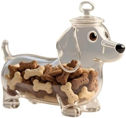 Pawfect Storage Chihuahua Shaped Glass Jar, Airtight Pet Treat and Candy Food Container, Creative Dog Theme Snack Holder for Kitchen Countertop Decor (D)