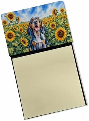 Caroline's Treasures American English Coonhound in Sunflowers Watercolor Sticky Note Holder Refillable Dispenser Desk Accessory 3x3 Pad Gift
