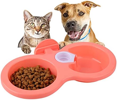 Zerodis Puppy Double Bowl, Puppy Double Bowl Stainless Steel Dog Bowl Pet Cat Dog Puppy Double Bowl Hanging Food Water Feeder for Crate Cage Small ()