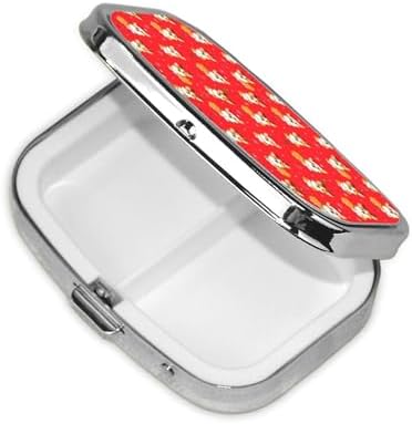 Square Pill Case 2-Compartment Medicine Organizer Portable Tablet Holder Travel Gym Office Use, Christmas Corgi Dogs Red