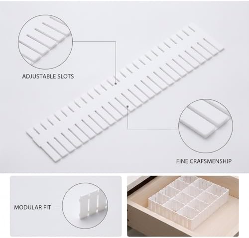 Adjustable Drawer Divider Plate, Modular PP Plastic Organizer for Dresser & Kitchen Drawers, Customizable Compartment Fit (1 Pack)