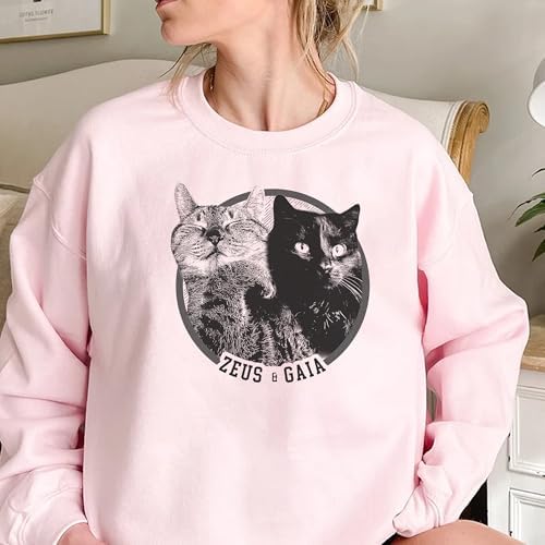 Chillever Personalized Dog Potrait Hoodie, Custom Photo Dog Mom Shirt, Sweatshirt, Gift for Dogs Cat Lovers