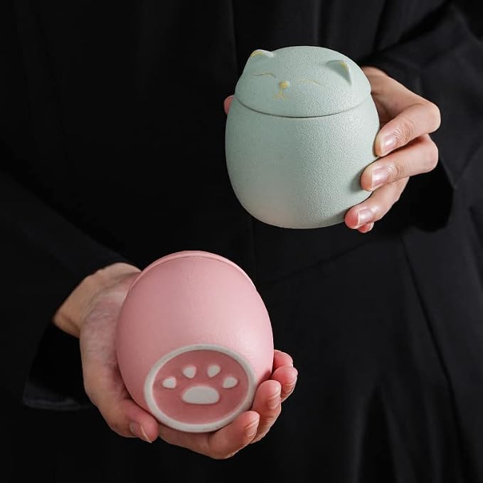 Ceramic Jar Cat Candy Dish Sugar Bowl Storage Jar Canister with Seal Lid