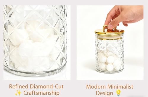 Acrylic Storage Jar with Gold Lid – Airtight Clear Canister for Bathroom & Vanity | Apothecary Jar for Qtips, Cotton Pads, Bath Salts, Snacks & Small Essentials 4.8"