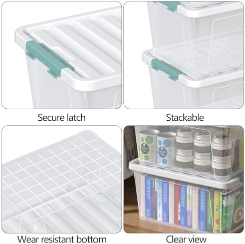 Zopnny 35 Qt Clear Stackable Storage Bins with Lids, 6-Pack