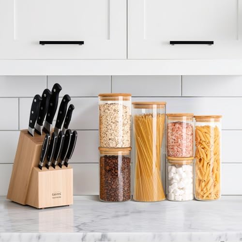 ComSaf Glass Storage Jars 6 Pack, Pasta Containers, Pantry Organization | Tall Glass Jar, Storage Containers Set of 6 (2Qt/1.1Qt/1Qt*2/0.5Qt*2), Kitchen Canisters, Pantry Storage, Spaghetti, BPA Free