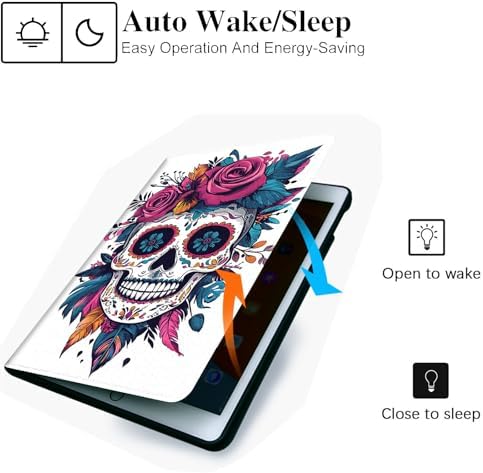 for Microsoft Surface Go 4/3/2/1-10.5" 2021 Tablet Case,Auto Wake/Sleep,Adjustable Stand Protective Cover - Sugar Skull Rose