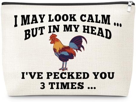 Chicken Lover Gifts Makeup Bag Funny Gifts for Women Farm Enthusiasts Sarcastic Present Chicken Rooster Gift for Farmer Cosmetic Bag with Zipper Chickens Themed Gift for Female Coworker Travel Pouch