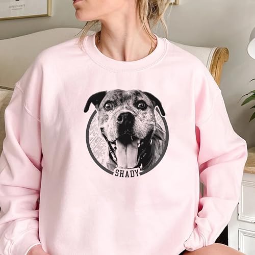 Chillever Personalized Dog Potrait Hoodie, Custom Photo Dog Mom Shirt, Sweatshirt, Gift for Dogs Cat Lovers