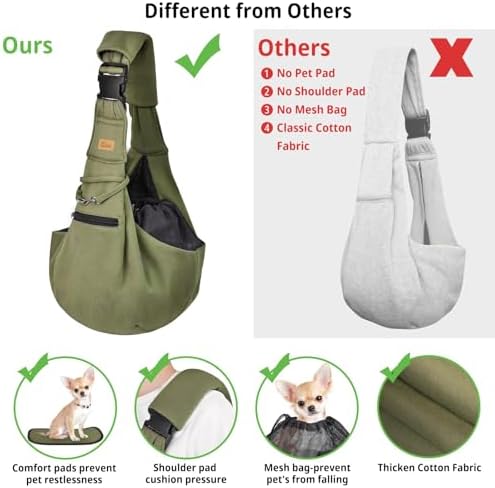 CUBY Dog and Cat Sling Carrier - Hands Free Reversible Pet Papoose Bag - Soft Pouch and Tote Design - Suitable for Puppy, Small Dogs Cats Outdoor