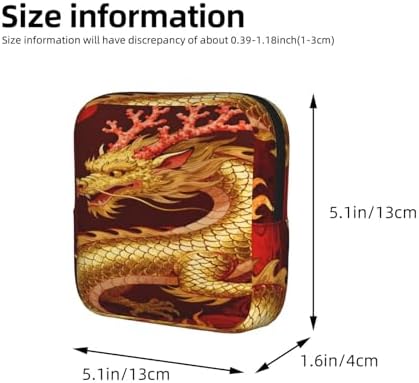 Multifunctional Period Storage Bag for Women Vintage Chinese Dragon, Compact Tampon Holder Pouch, Polyester Pad Bag Stores Cosmetic Jewelry Keys