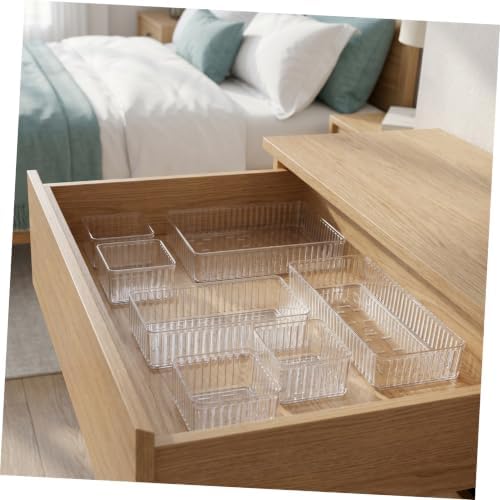 TOYANDONA 10pcs Clear Drawer Organizer Trays with Stackable Pet Plastic Dividers for Jewelry Skincare Makeup Nail Tools Multi-use Anti-spill Storage Bins for Kitchen Vanity Bathroom