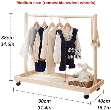 SYUFRE Dog Garment Rack Pet Armoire Wardrobe Wooden Dress Up Clothes Storage Small Dog Closet Pet Clothes Organizer Accessories for Doll Cat and Puppy (Color : Square with Wheels Small), 10200230