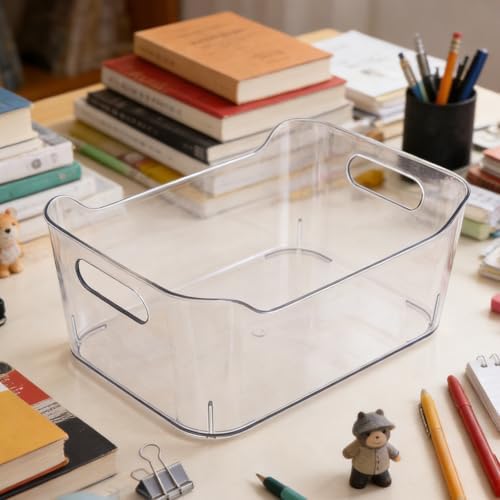 6pcs Plastic Storage Bin Pet for Kitchen Cabinets and Fridge