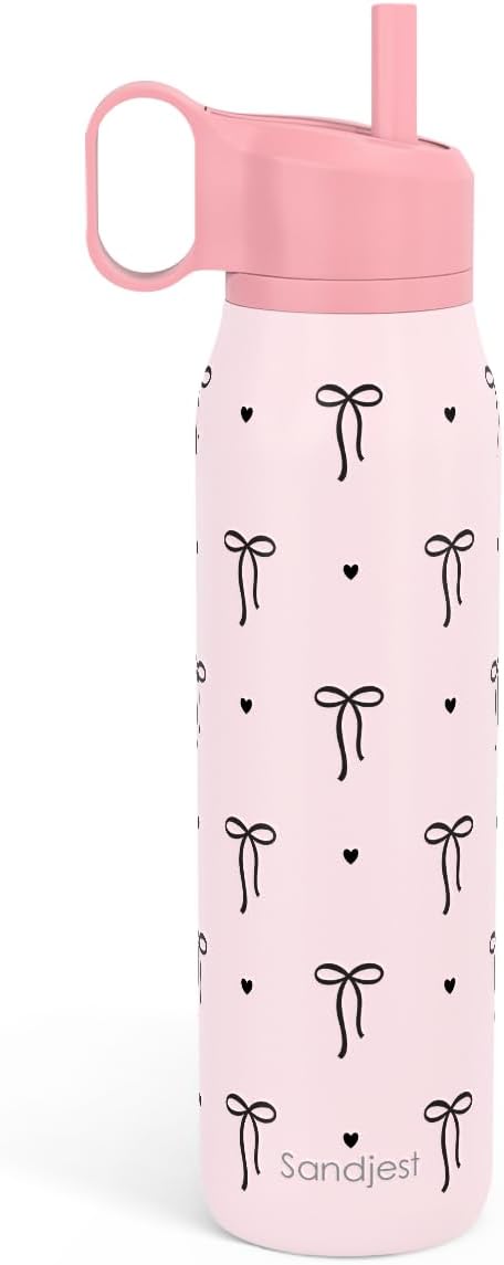 Bow Insulated Stainless Steel Water Bottle with Twist Lid 20oz, Travel Water Bottles for Sports & Gym, Gift for Women Girls Friends Birthday Christmas