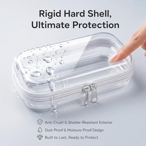 4 Pack Clear Hard Shell Zipper Case, Small Diaper Bag Organizer Pouches, Heavy Duty Crush-Proof Clear Zipper Pouches for Purse & Tote, Travel Makeup Bag for Toiletries, Electronics, Toys