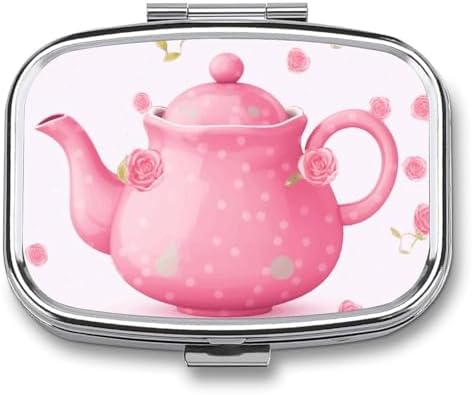 Pill Organizer, Portable Pill Box, Travel 7 Day Pillcase Teapot Medicine Organizer 2 Compartments Medicine Container for Vitamins, Medications, Fish Oil and Supplements