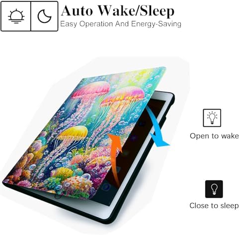 for Microsoft Surface Pro X/Pro X Plus-13 2019/2020/2021/2024 Tablet Case,Auto Wake/Sleep,Adjustable Stand Protective Cover - Jellyfish Ocean