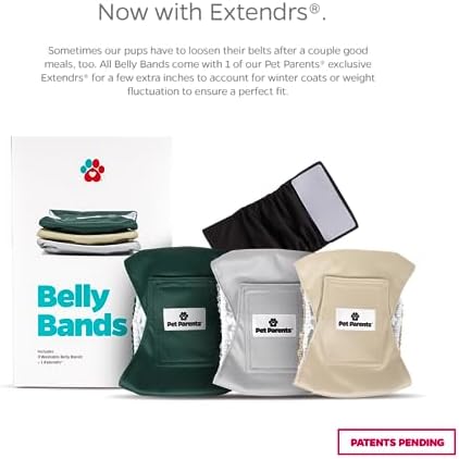 Pet Parents® Washable Belly Bands for Male Dogs (3pack) + Extendrs® of Durable Dog Diapers Male, Premium Male Dog Diapers & Dog Wraps (Medium, Spruce)