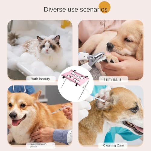 Foldable Pet Bathing Stand, Portable Dog Shower Grooming Racks，Pink | Pet Grooming Hammockes Hanging Harness with Eight Holes,44 LBS Weight Capacity Pet Grooming with Stand for Daliy Cares