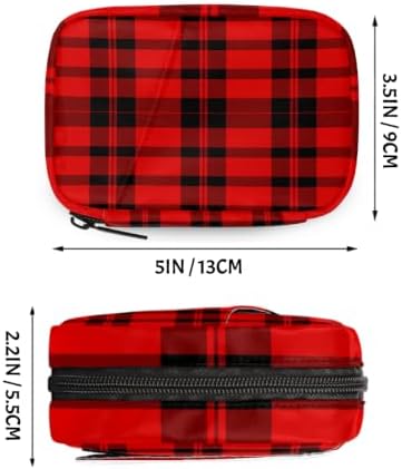 Travel Pill Organizer Red and Black Checkered Patterns Pill Case
