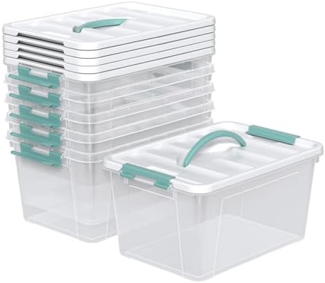 Zopnny 14-Qt Storage Bin with Lid, Stackable Latch Box with Handle, 6-Pack