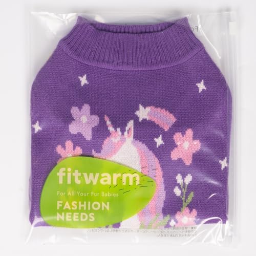 Fitwarm Adorable Unicorn Dog Sweater, Thermal Dog Winter Clothes for Small Dogs Girl, Pet Outfit, Purple, Pink, White, XS