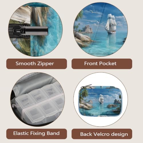 Travel Pill Organizer Beautiful Island Sailboat Small Pill Case