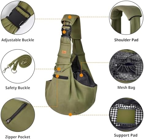 CUBY Dog and Cat Sling Carrier - Hands Free Reversible Pet Papoose Bag - Soft Pouch and Tote Design - Suitable for Puppy, Small Dogs Cats Outdoor