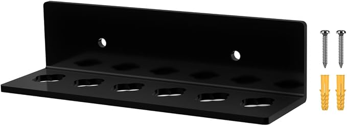 Marketing Holders Acrylic Scissor Organizer Shear Display 6 Hole Black 7.75 Inch Wide Wall Mount Rack with Hanging Hardware for Professional Dog Groomers Stylists and Barbers USA Made One Piece