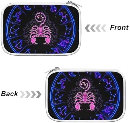 Women's Simple Thin Pencil Case Waterproof And Portable Perfect Organizer Box Scorpion Neon Zodiac Astrology Scorpio