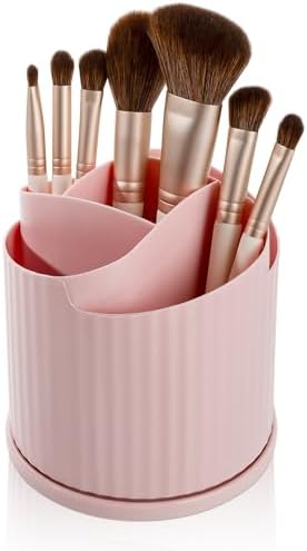 Anyoifax 360 Rotating Makeup Brush Holder Make Up Brushes Organizer, Pink