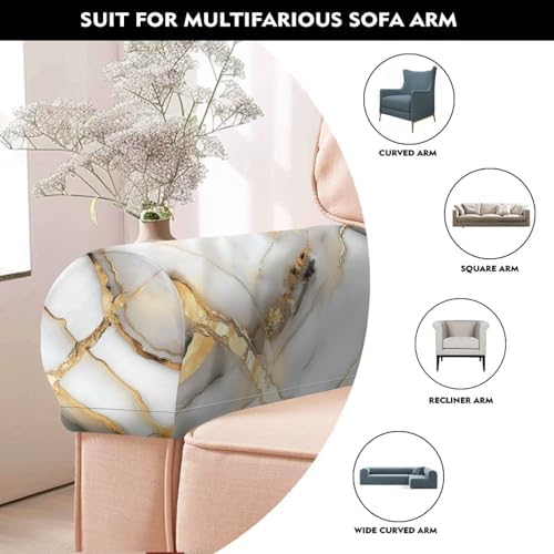 Grey Marble Sofa Arm Covers for Couch Soft Stretch Armrest Covers Furniture Protector Armchair Slipcovers for Recliner Home Decoration