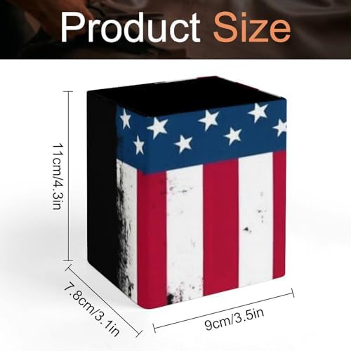 Fashion Office Pen Holder Unisex Durable Desktop Storage For Stationery & Tools Grunge USA American Flag