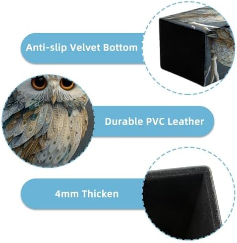 Cute Owl Pen Holder for Desk Decor, Rectangular PVC Leather Pencil Cup for Desk Pen Organizer, Makeup Brush Holder for School, Home, Office