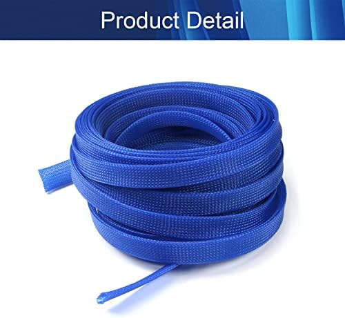 Jutagoss PET Expandable Braided Cable Sleeve, 32.8ft - 9/16 inch Blue Cable Management Sleeve, Wire Loom Tube Cord Protector for USB Cable, Power Cord, Audio Video and More, 1Pc