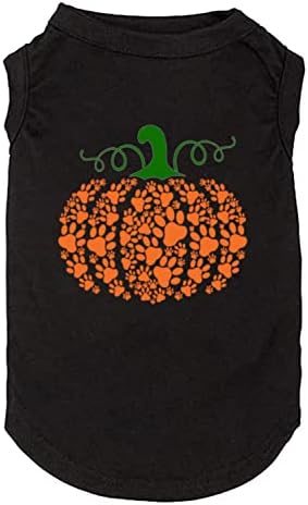 Halloween Dog Clothes Funy Pumpkin T-Shirt Cute Ghost Dog Bone Print Shirt Small Large Dog Vest Puppy Fall Gift (Small, Black-1)