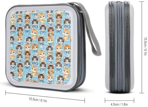 DVD Storage Disc Wallet Kitten Cats DVD Holder Protective Binder | CD Organizer with Portable Carry Handle, Hard Shell Plastic, 40 Capacity, Kitten Cats