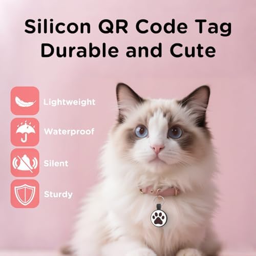 Personalized Dog Tag, Laser Engraving QR Code, Silicone Dog ID Tag, Pet Online Profile, Scan QR Code Send Location, Collar Harness Accessories (Medium to Large Breeds - 1.25", Black & Blue)