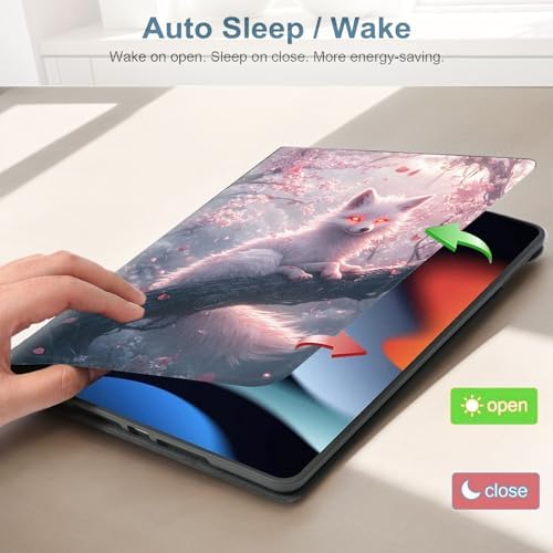 for Samsung Galaxy Tab S10 Ultra 2024/S9 Ultra 2023/S8 Ultra 2022 14.6 Inch Tablet Protective Cover with Adjustable Stand and Magnetic Auto Wake/Sleep,White Fox Cherry Blossom