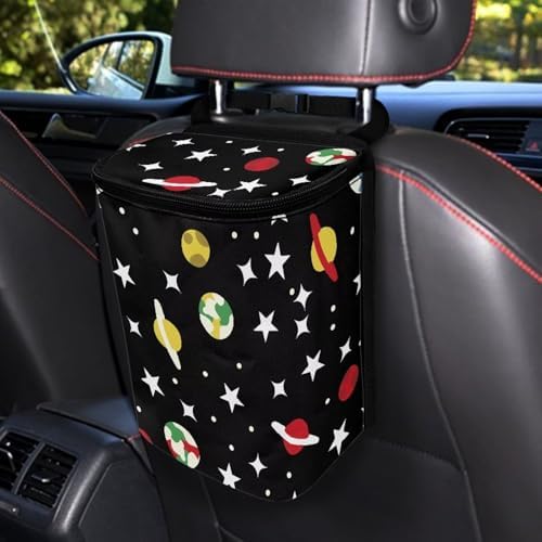 Car Rubbish Storage Reusable Car Trash Can for SUVs Vans, Cars Trash Bag Bin Hanging Automotive Sedan Garbage Cans Leak Proof Vehicle Trash Can, Planet Star