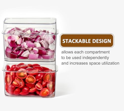 Hudgan Large Taco Bar Serving Set for Party with 3 Separate Containers, Mimosa Bar Accessories with Lids, Chilled Condiment Caddy Organizer for Salad, Fruit, Party Garnish (Pack of 2)