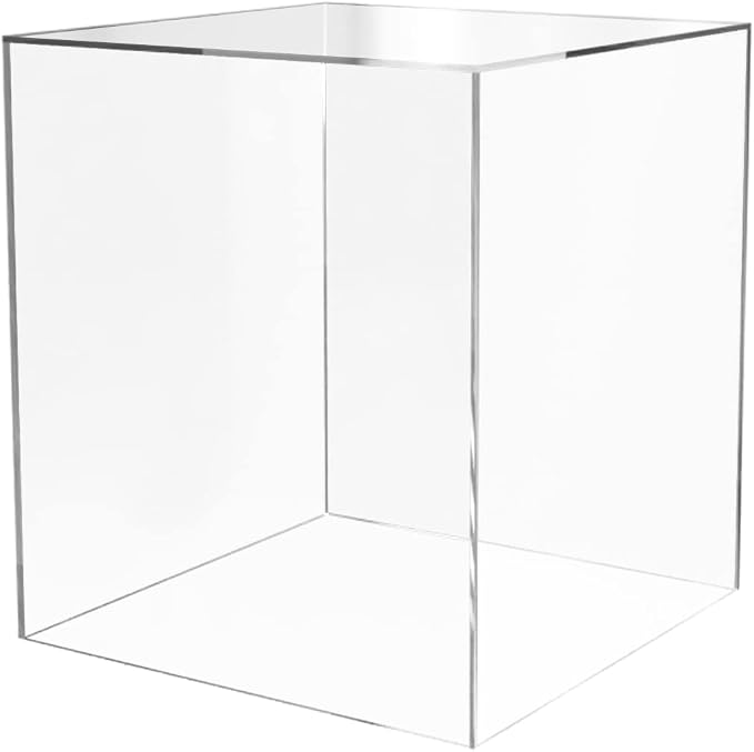 16" x 16" x 18" Clear Acrylic Display Box No Lid Versatile Square Plexiglass Retail Product Storage Bin or Merchandise Riser with One Open Side by Marketing Holders