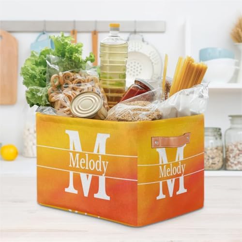 Personalized Storage Bins, Initial Letter Gradient Yellow Orange