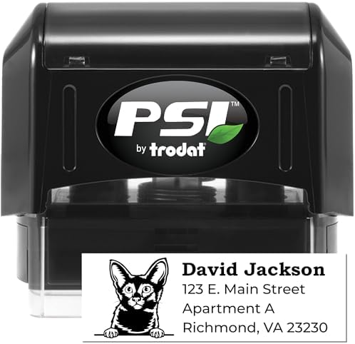 Personalized Javanese Cat Address Stamp for Catalogs & Letters | Custom Return Mailing Stamper with Feline Design | Handcrafted Self-Inking Rubber Postal Marker for Home & Business, 7/8 X 2-1/4 Inch
