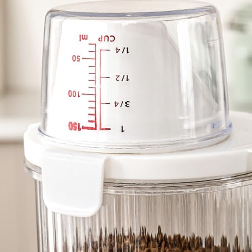 Pet Food Container - Clear Airtight Storage Bin, For Dog Food, Large Capacity Organizer | Includes Pour Spout, Measuring Cup, Treat Dispenser Holder For Snacks, Kitchen Accessories, Home Pet Feeding