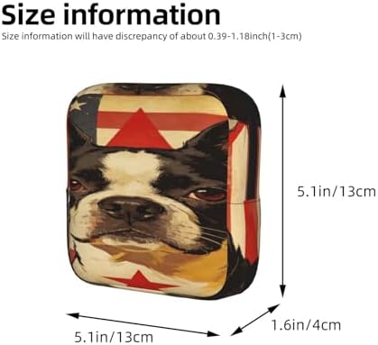 Reusable Menstrual Cup Pouch Boston Terrier On American Flag, Compact Polyester Period Bag, Multifunctional Storage Organizer for Purse and Travel