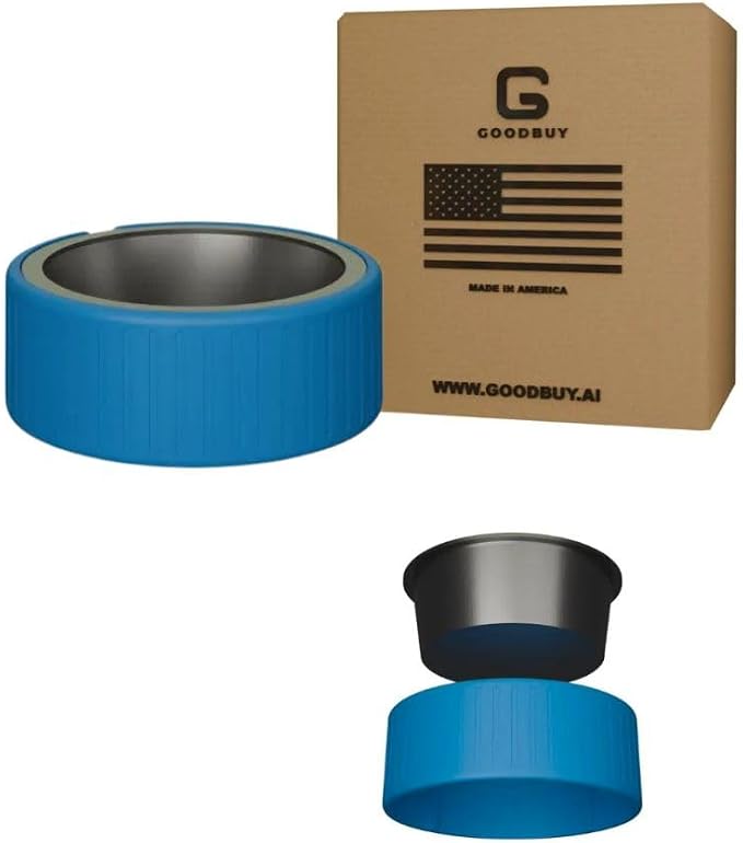 Pet Station Elevated Dog Bowl Stand for 6.8 in. Bowls - 3D Printed Dog Feeder - Adjustable Height Legs and Magnetic Fridge Mount Feeding Station - Made in USA (Blue, Bowl)