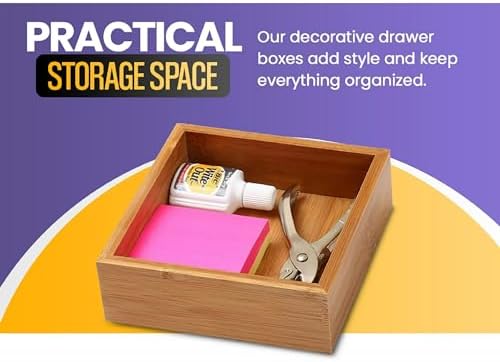 YBM HOME Bamboo Drawer Organizer Storage Box for Kitchen Drawer, Junk Drawer, Office, Bedroom, Children Room, Craft, Sewing, and Bathroom, 6x15x2 inch